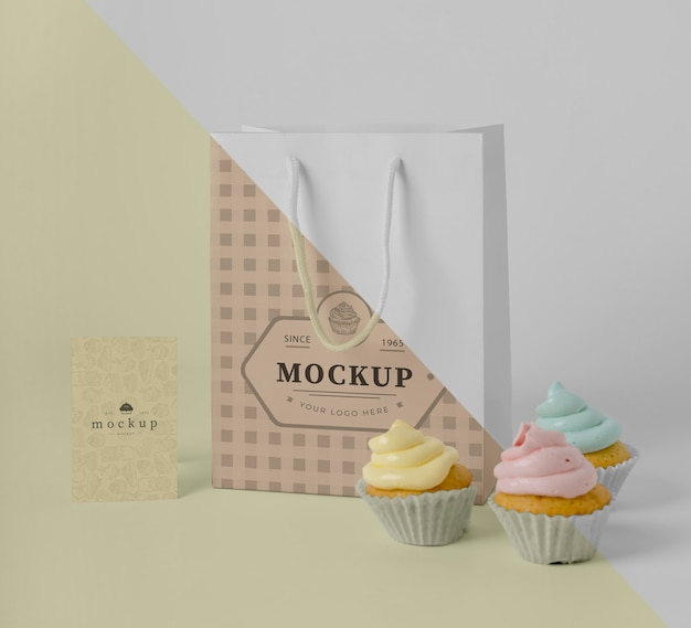 Delicious cupcake mockup