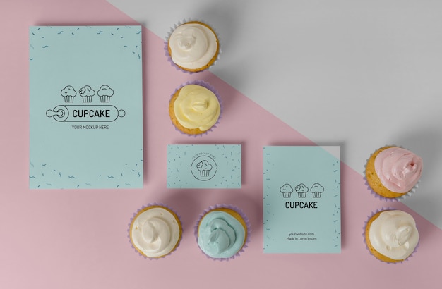 Delicious cupcake mockup