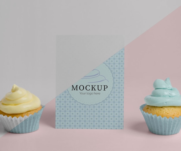 PSD delizioso mockup di cupcake