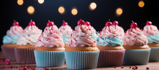 PSD delicious cupcakes for party birthday