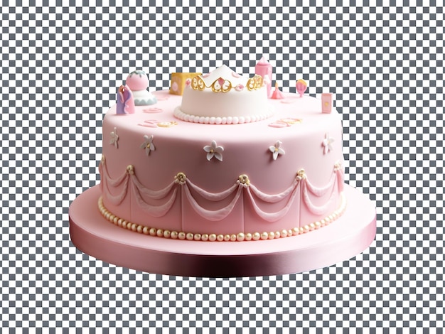 Вкусно украшенный торт ко дню рождения барби на прозрачном фоне