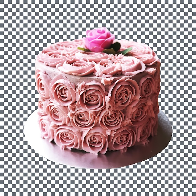Delicious decorated rose cake isolated on transparent background