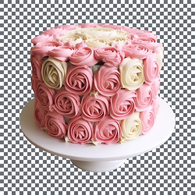 Delicious decorated rose cake isolated on transparent background