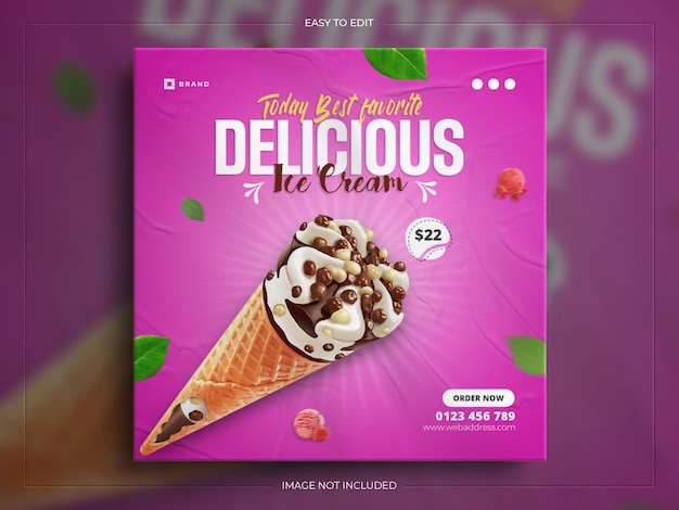 Delicious dessert food for social media instagram post banner template