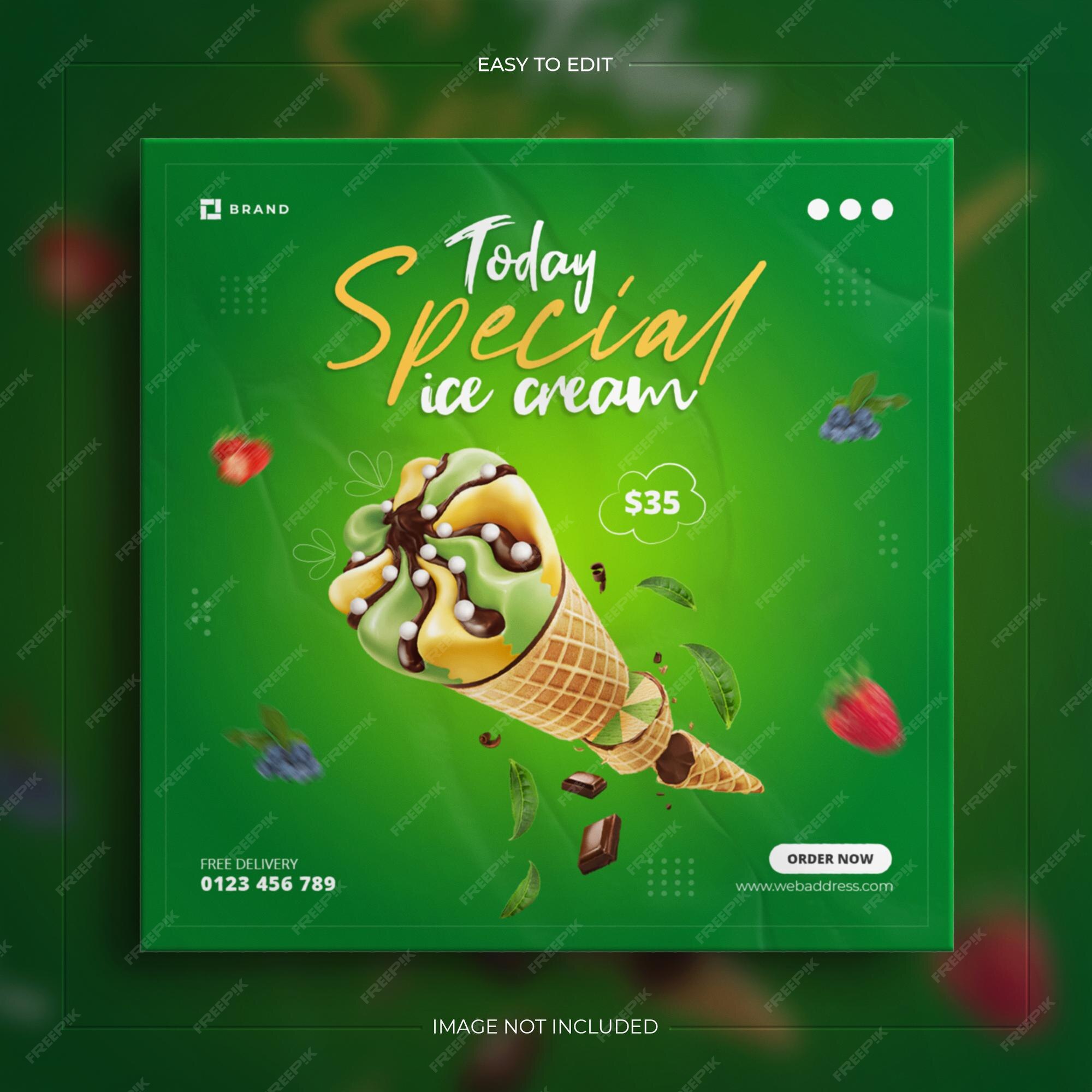 Premium PSD  Delicious dessert ice cream for social media