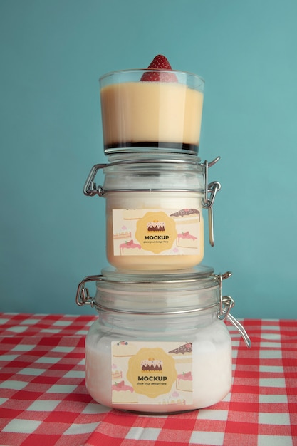 PSD delicious dessert jars and cup