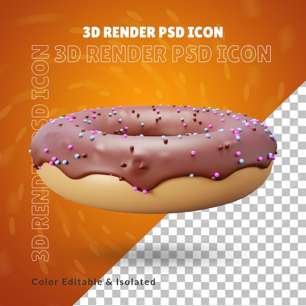 Delicious donut 3d render icon or 3d donut icon isolated or 3d render of tasty donut icon