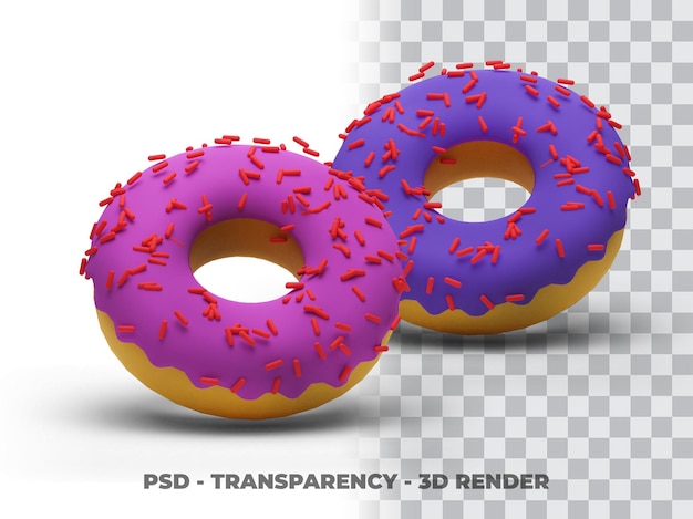 Delicious donuts 3d transparent background