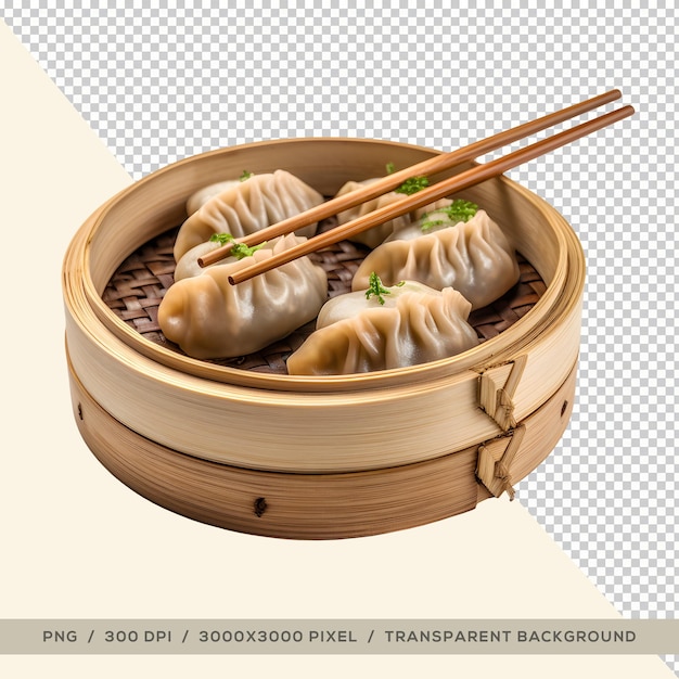 PSD delicious dumplings on bamboo