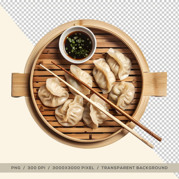 Delicious dumplings on bamboo