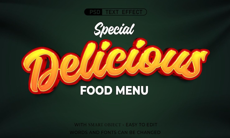 PSD delicious editable text effect 3d style