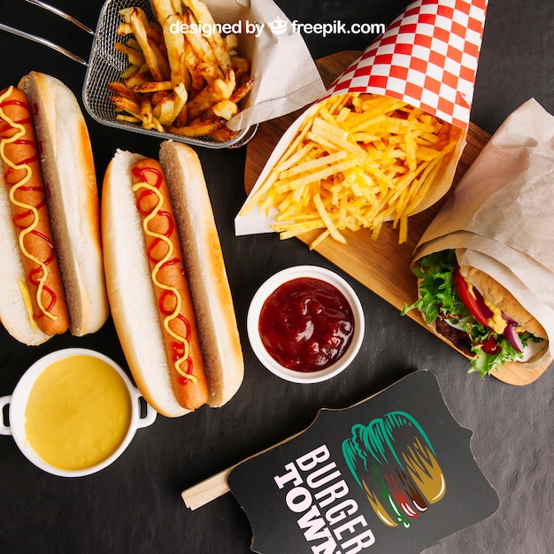 PSD delizioso fast food mockup