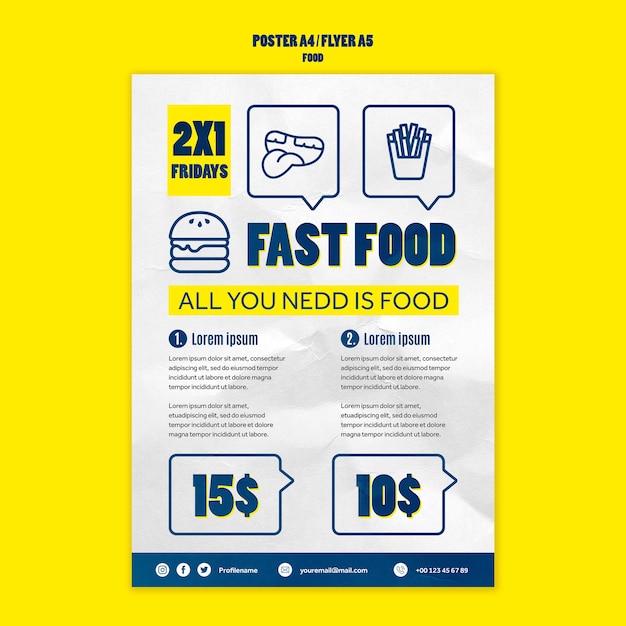 PSD modello di poster di un delizioso fast food