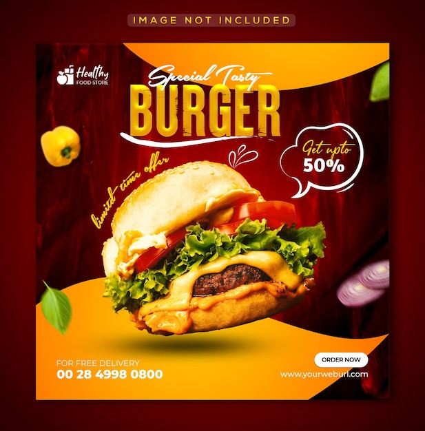 PSD delicious fast food and restaurant menu social media promotional post design template premium psd