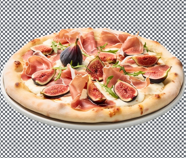 Delicious fig and prosciutto pizza isolated on transparent background