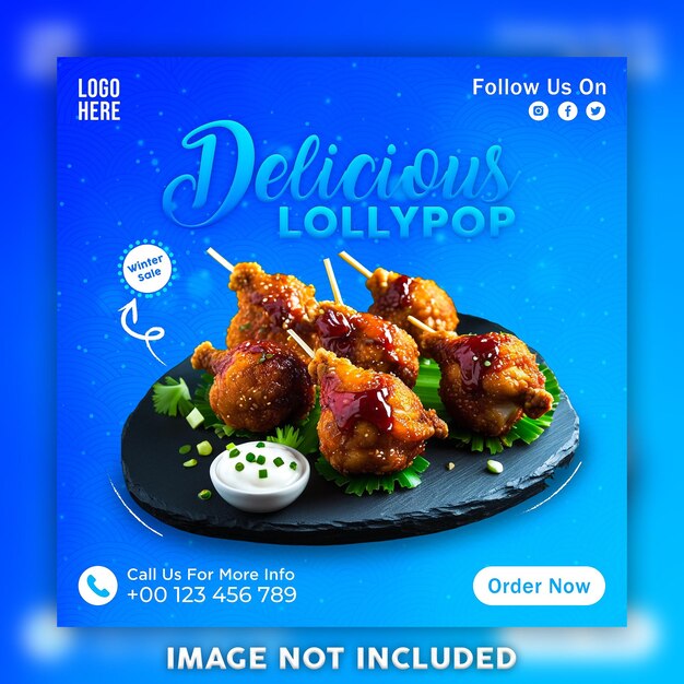 Delicious food design social media post psd