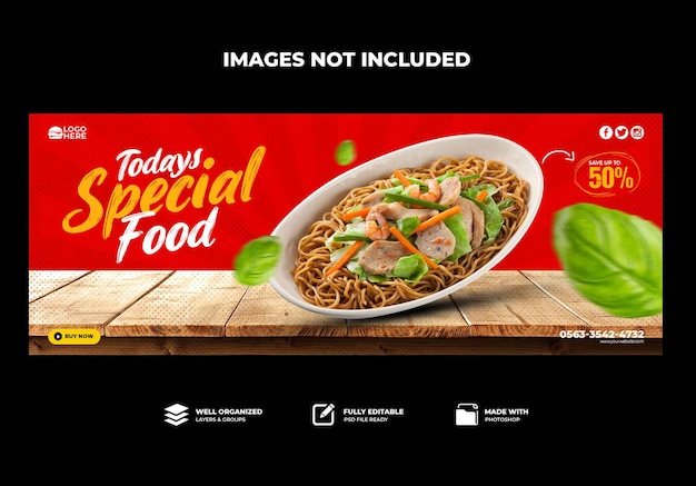 PSD delicious food  facebook cover banner template