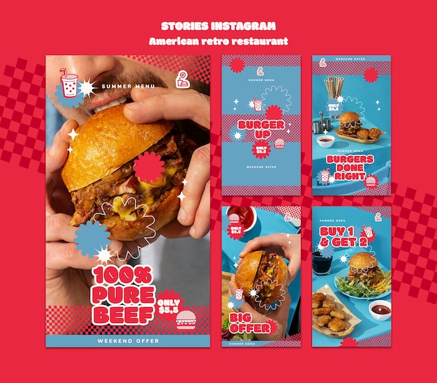 PSD deliziose storie di instagram di cibo