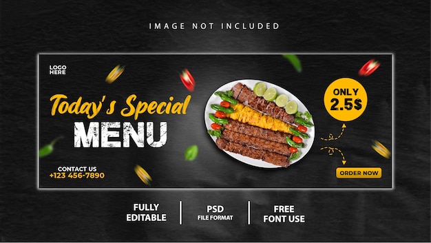 PSD delicious food menu facebook cover banner template