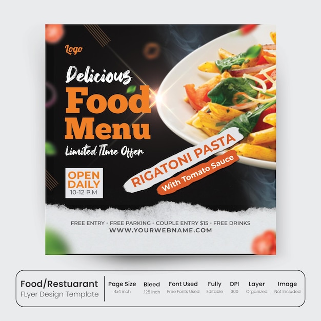 Delicious  food menu flyer template