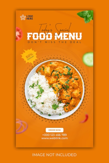 PSD delicious food menu instagram and facebook story template