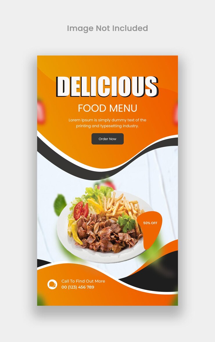 Delicious food menu Instagram story template design premium psd