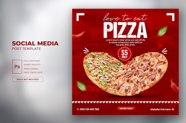 Delicious food menu or restaurant social media post template