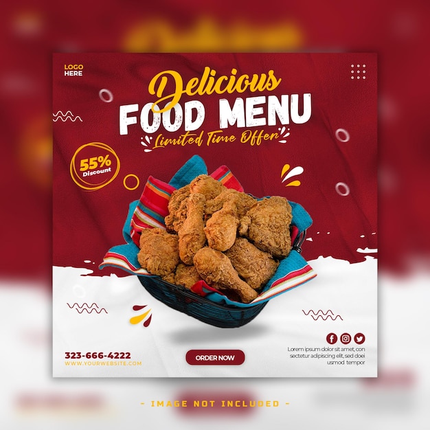 Delicious food menu social media banner template design