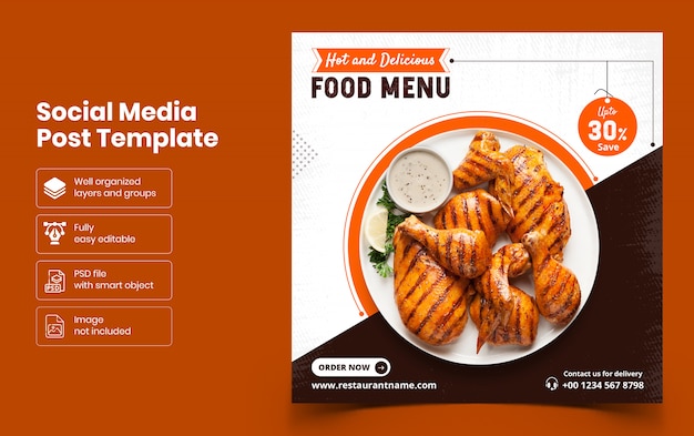 Delicious food menu social media banner template