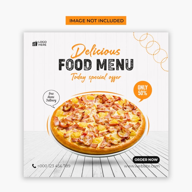 Delicious food menu social media and instagram post template