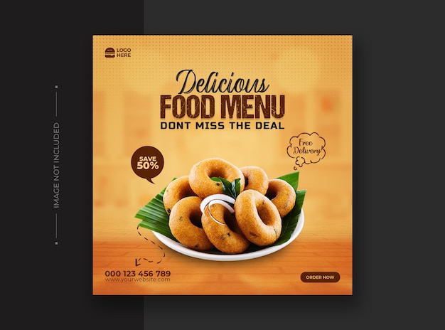 Delicious food menu social media and Instagram post template