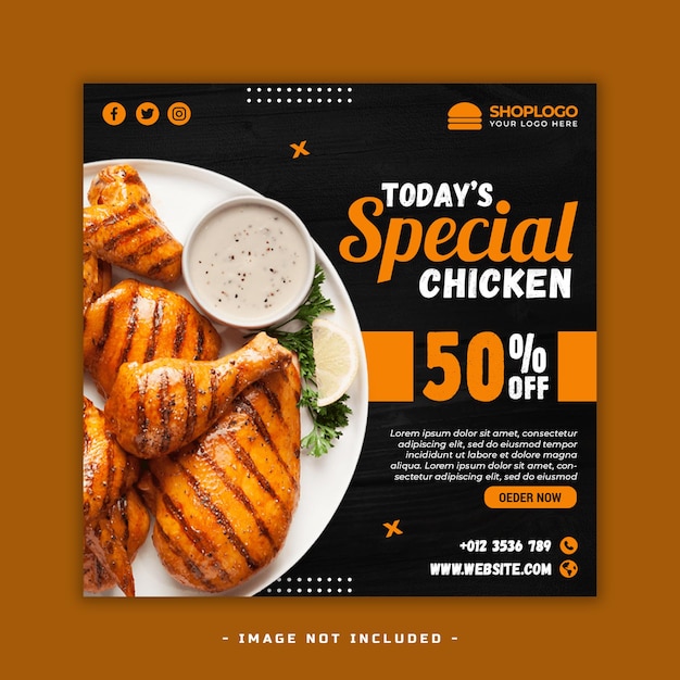 PSD delicious food menu social media post premium psd