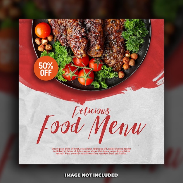 delicious food menu social media post template promotion