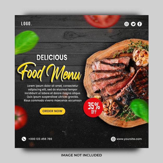 PSD delicious food menu social media post template