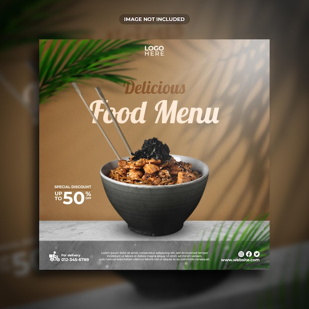 PSD delicious food menu social media post template