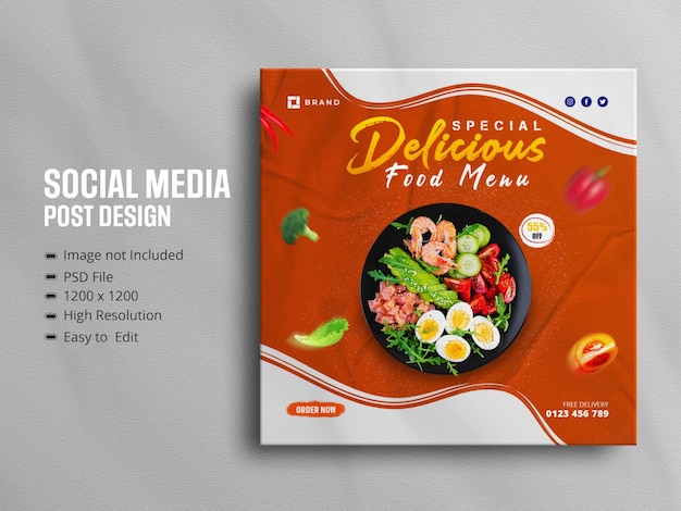 Delicious food menu social media promotion and instagram banner post design