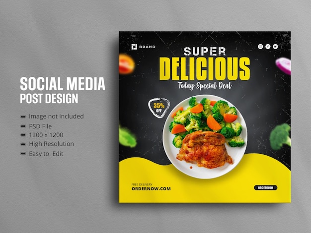 Promozione sui social media del menu di cibo delizioso e storia del banner di instagram