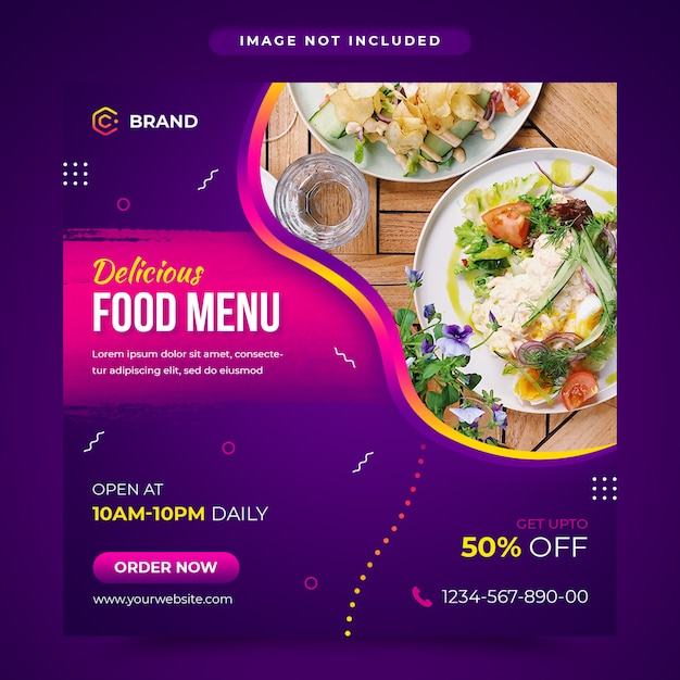 Delicious food menu social media and web banner template