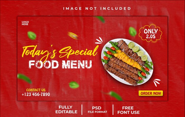 Delicious food menu web banner template