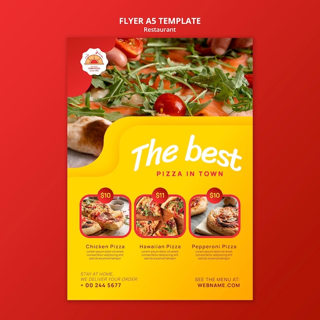 PSD delicious food pizzeria flyer template