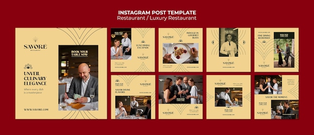 PSD post su instagram di ristoranti di cibo delizioso