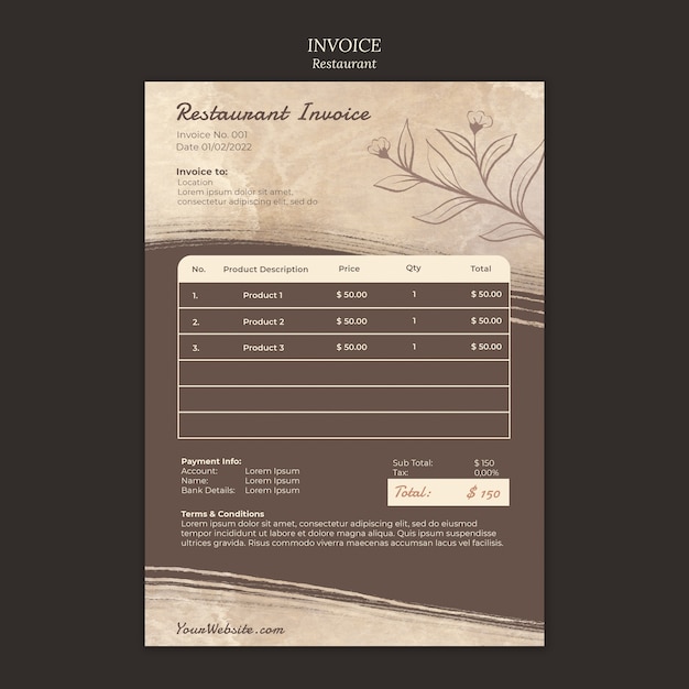 delicious food restaurant invoice template
