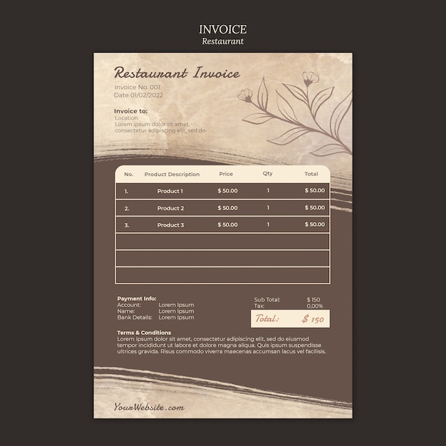 Delicious food restaurant invoice template