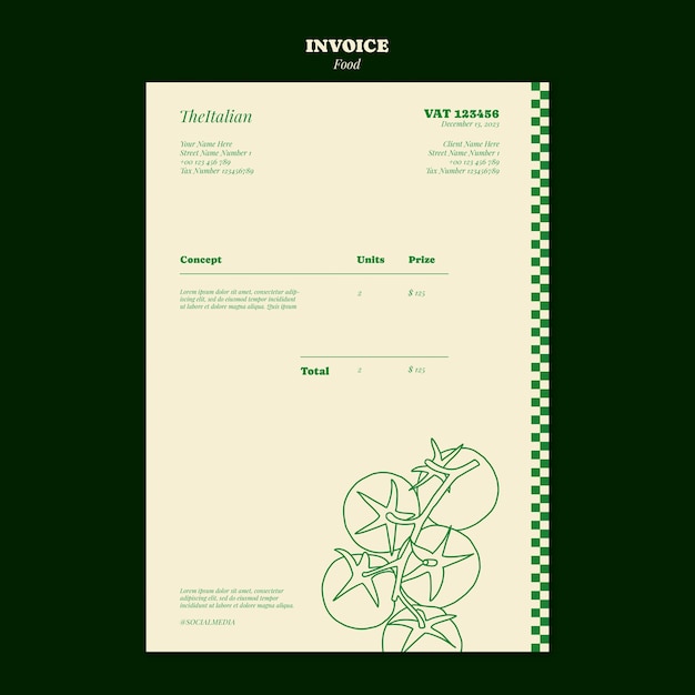 PSD delicious food restaurant  invoice template