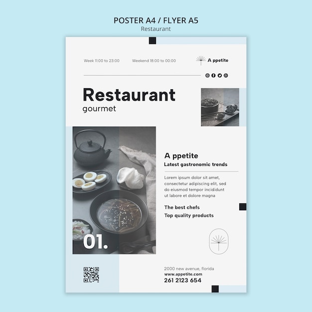 Delicious food restaurant poster template