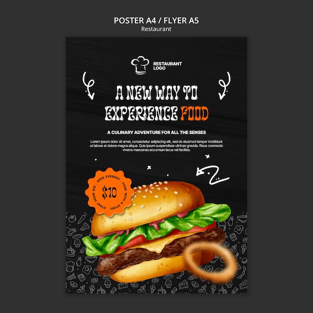 PSD delicious food restaurant  poster template