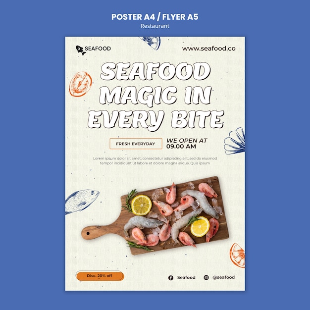 PSD delicious food restaurant poster template