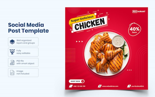 Delicious food sale social media banner template