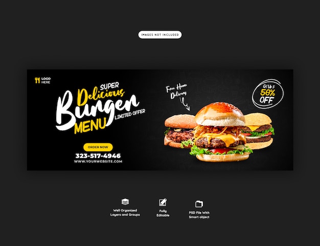 Delicious food sales menu facebook cover template