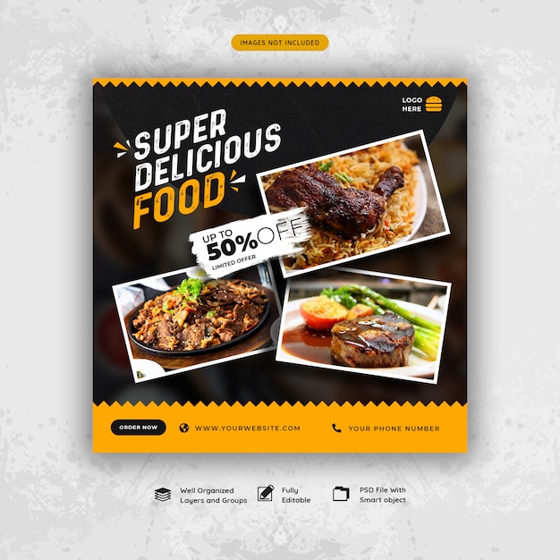 Delicious food social media banner template